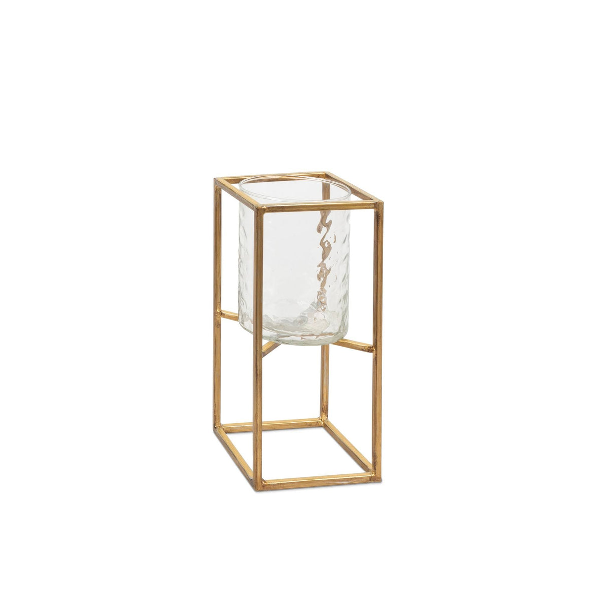 Textured Glass and Gold Metal Candle Holder Set of 3 C776