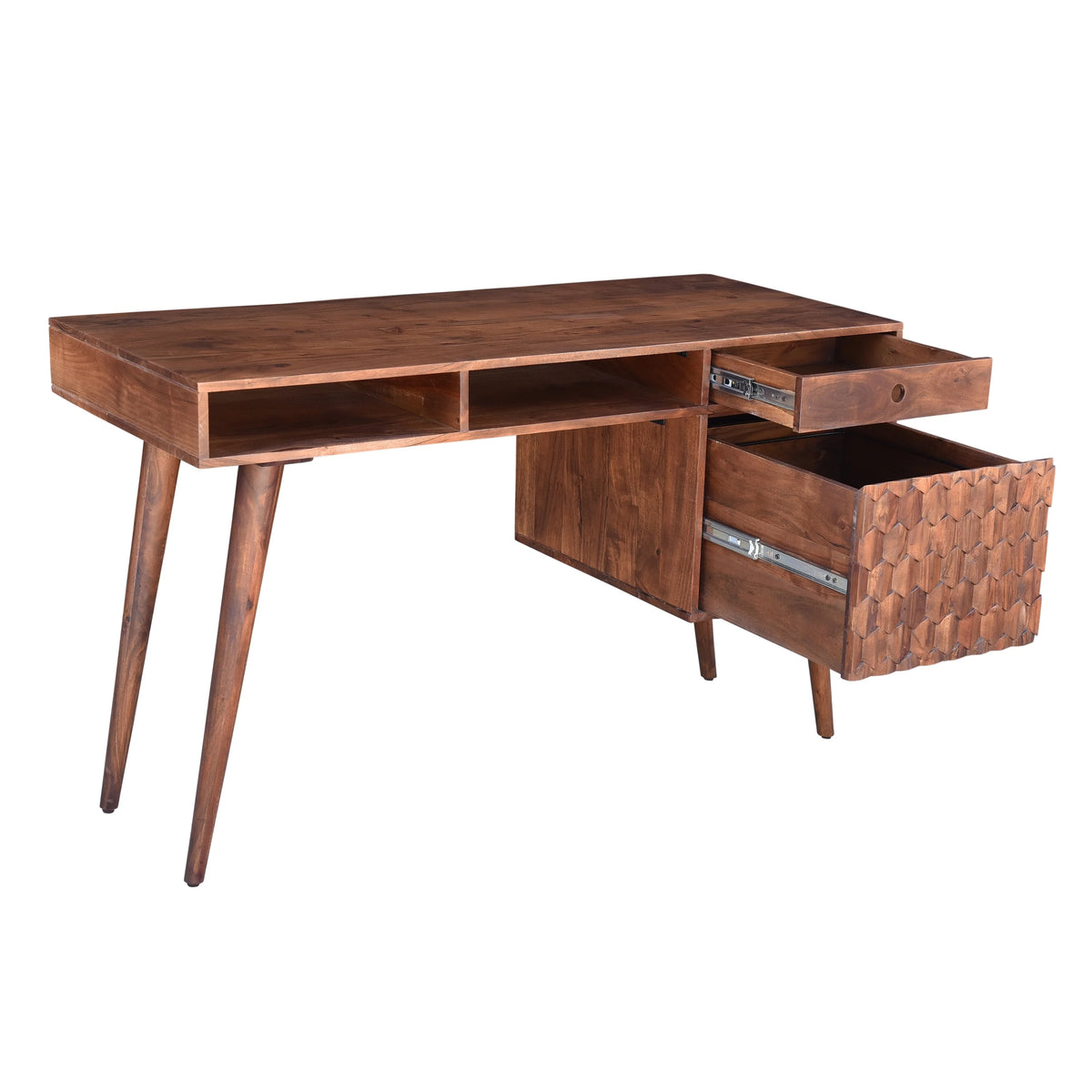 Modern Wood Office Desk with Storage in Dark Walnut L57557