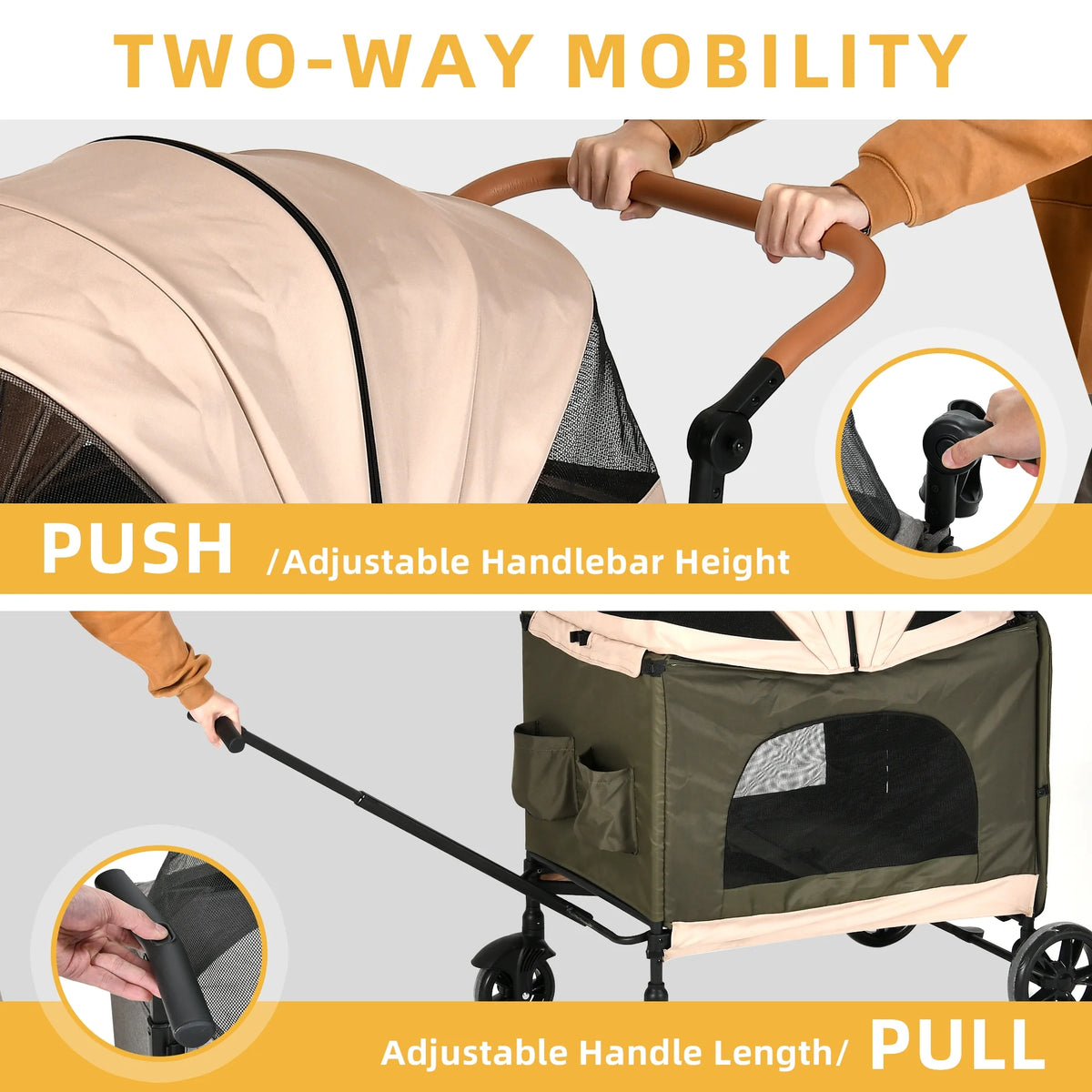Foldable 4 Wheels Dog Stroller with Storage Basket X893