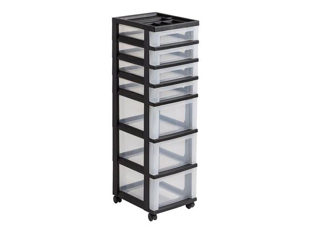 7 Drawers Clear Black Storage Cart T203602