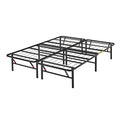 Black Twin Size Foldable Metal Platform Bed Frame with Storage Y2572