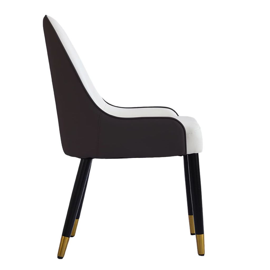 PU sponge-filled dining chair with solid wood metal legs, Set of 2 A67890