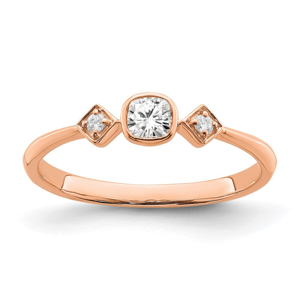 14k Rose Gold Petite Cushion Diamond Ring Size 7.00 L959