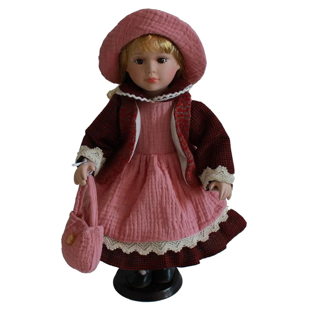 40cm Porcelain Doll with Display Stand F5161