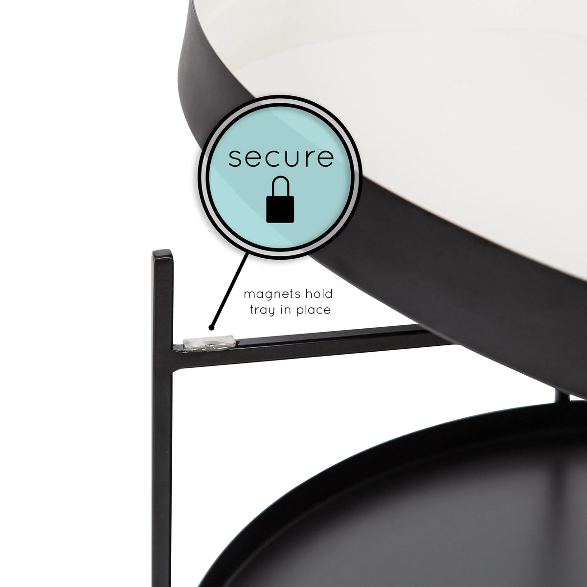 26 Inch White and Black Round Metal Coffee Table A334