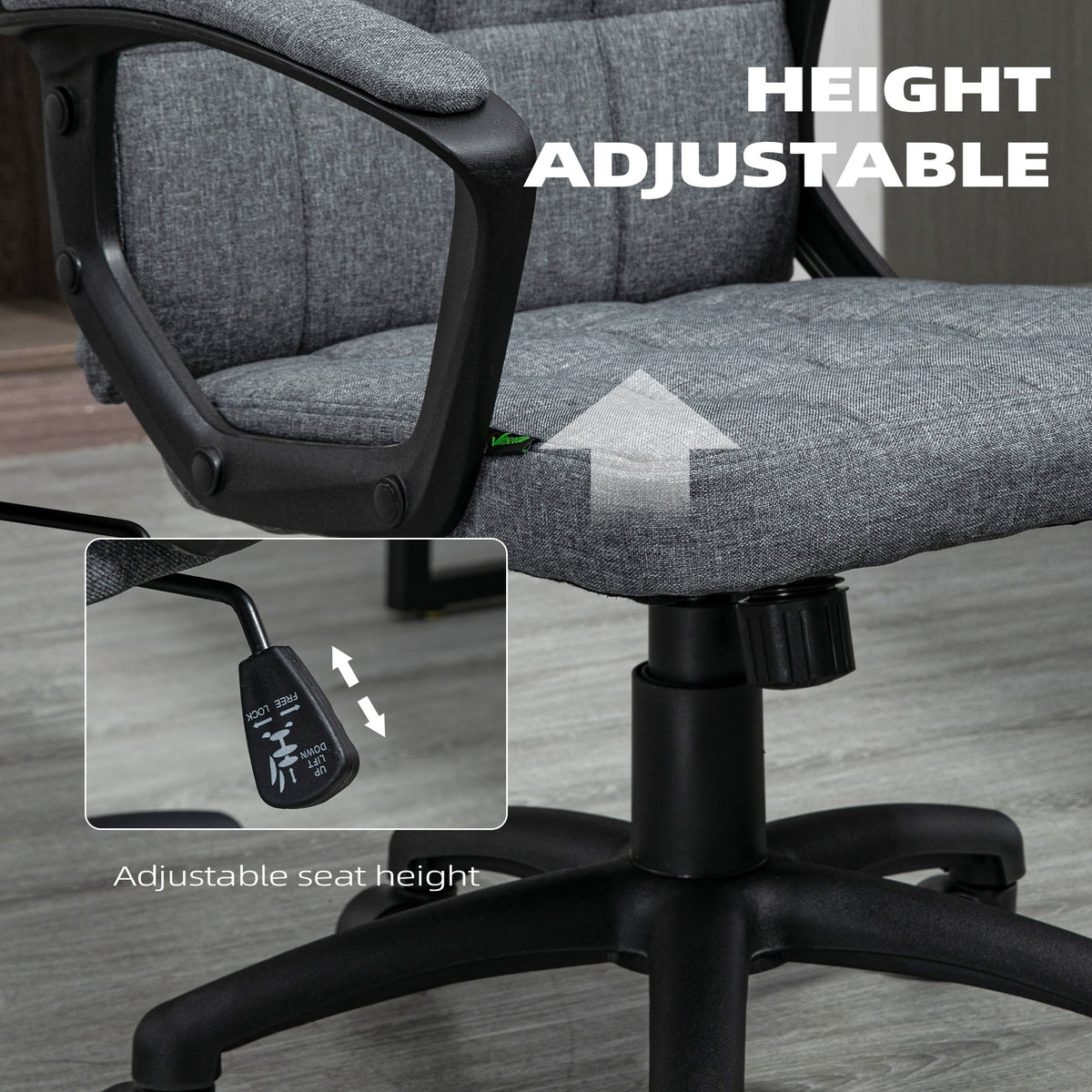 Gray Fluffy Home Office Chair with Adjustable Height V993647