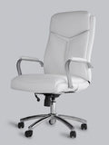 White Leather Executive Rolling Swivel Chair O561