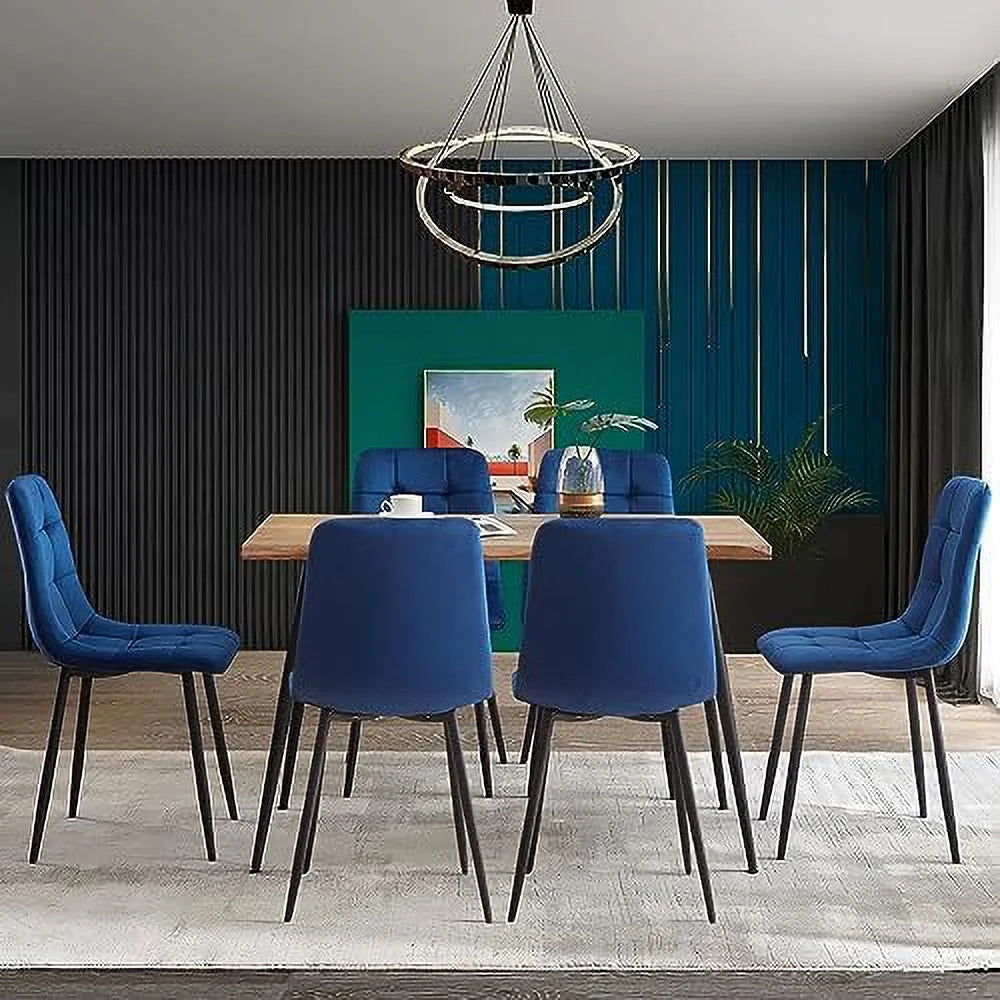 Velvet Biscuit Tufted Chairs Set of 4 with Metal Legs P68152