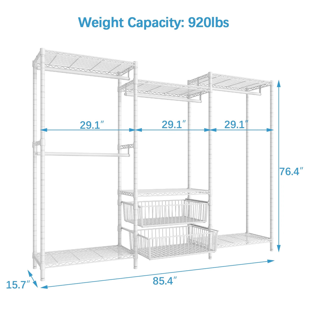 White Adjustable Wire Clothing Rack F11787