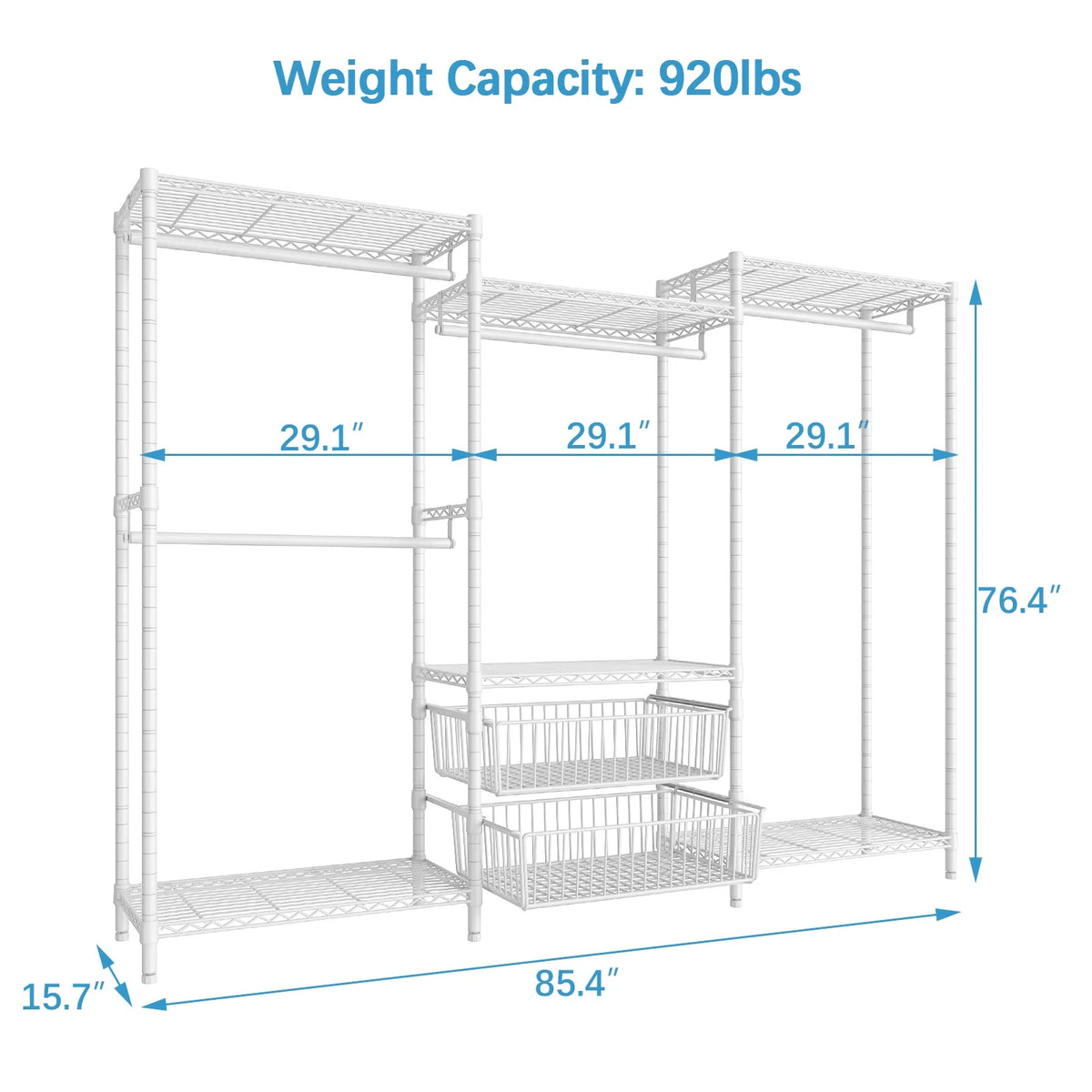 White Adjustable Wire Clothing Rack F11787