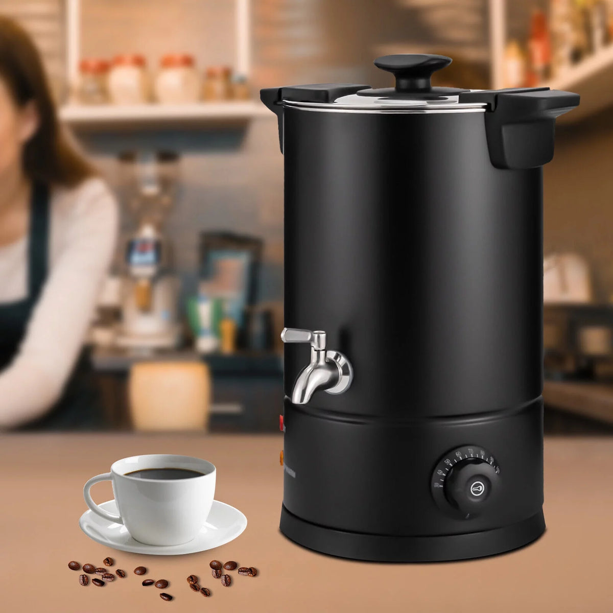 8L Stainless Steel Electric Coffee Urn Black 1000w Z9822