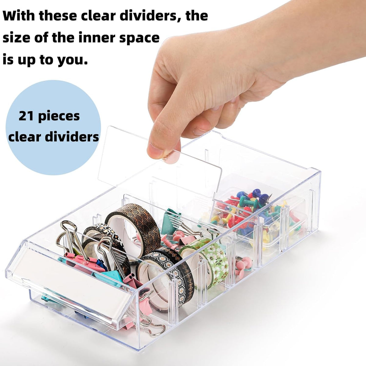 9 Pack Plastic Desktop Drawer Storage Cabinet with 21 PCS Clear Dividers K713939