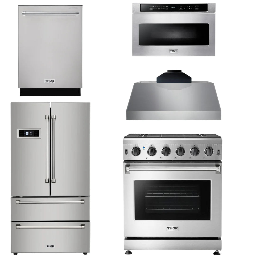 30 Gas Range, Range Hood, Microwave, Refrigerator, Dishwasher Y434229