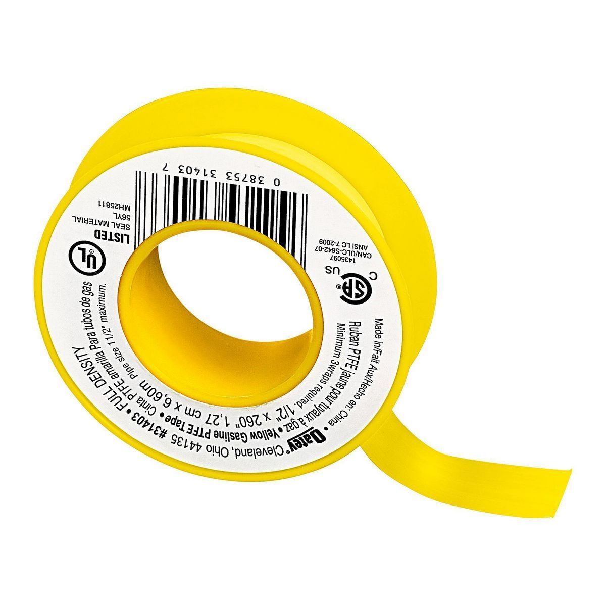 1/2 in. x 21-2/3 ft. Yellow PTFE Thread Seal Tape V2288