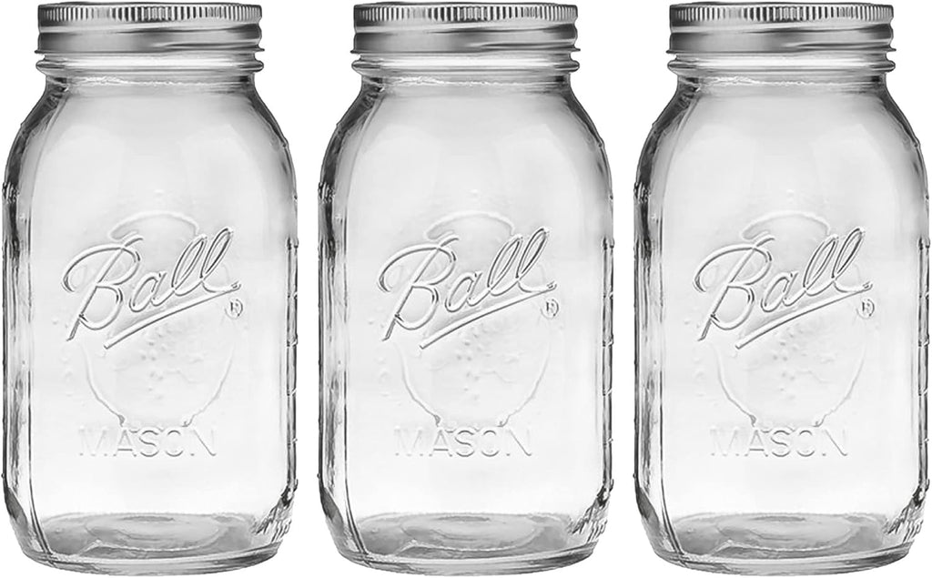 32 oz Mason Jars (3 Pack) with Airtight Lids and Bands D981411