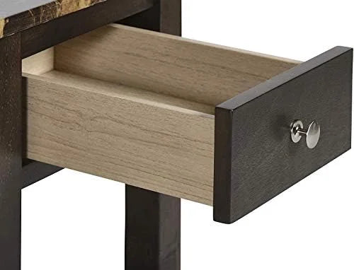 Faux Marble Top End Table with Drawer Y39277