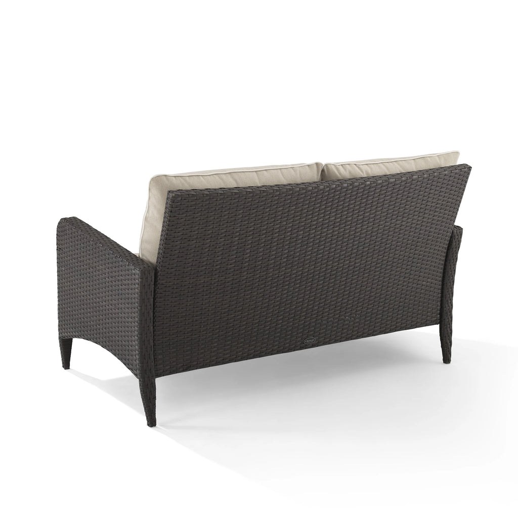 Beige Outdoor Wicker Loveseat R69674