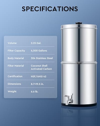 2.25 Gal Stainless Steel Gravity Water Filter System K93784