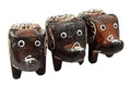 Hand Made Wood Elephant Family Miniature Figurine Set 2.5"L A87555