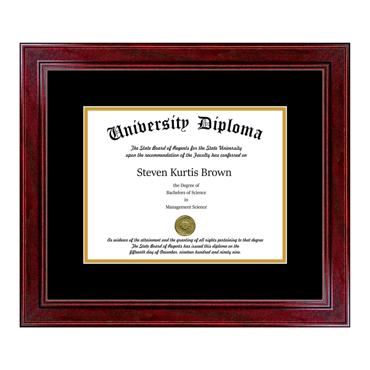 Single Diploma Frame with Double Matting for 17x22 x 14x22 Tall Diploma with Cherry Frame K630581