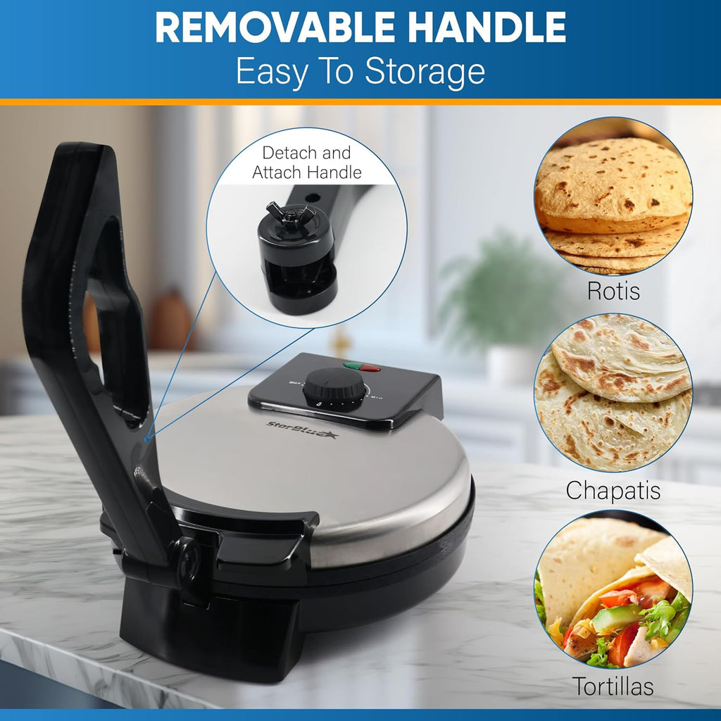 10inch Stainless Steel Non-Stick Electric Roti Maker with Removable Handle X9393