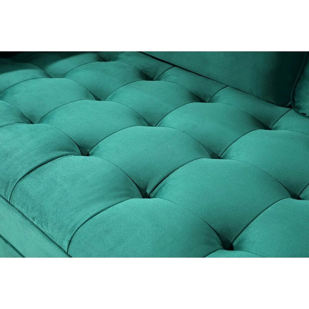 Green Velvet Square Arm Loveseat B100
