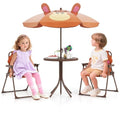 Kids Picnic Table and Chair Set with 2 Folding Chairs & Removable Umbrella I354359
