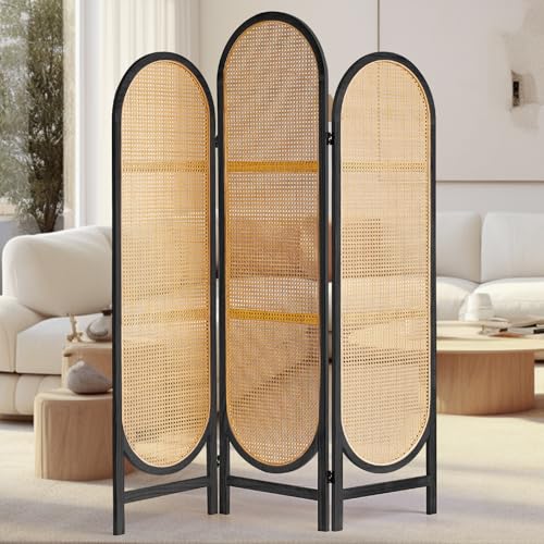4 Panel Folding Rattan Room Divider X6437