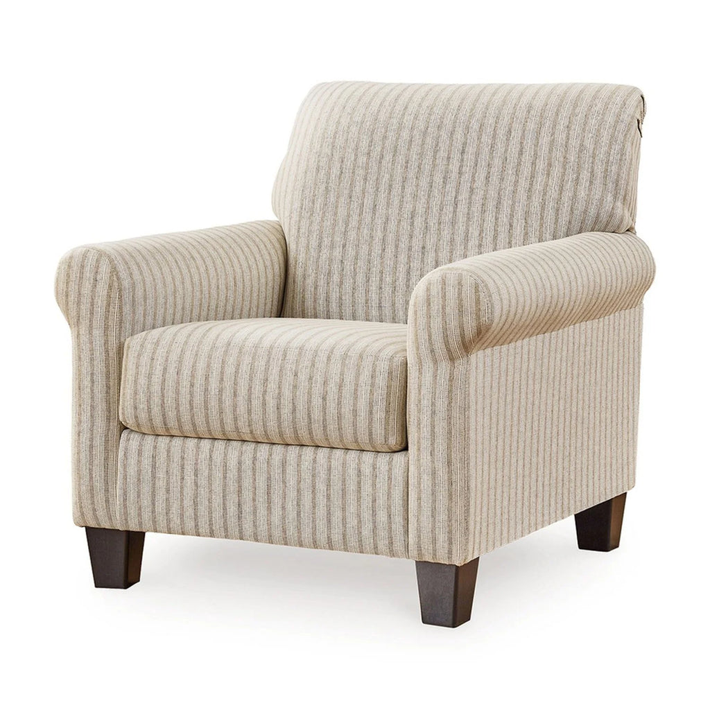 Striped Pattern Sandstone Beige Polyester Accent Armchair O96037