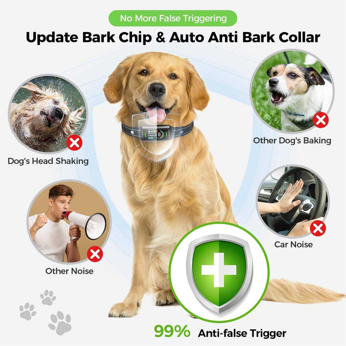 Rechargeable Anti-Bark Dog Collar with Flashing Light T5944