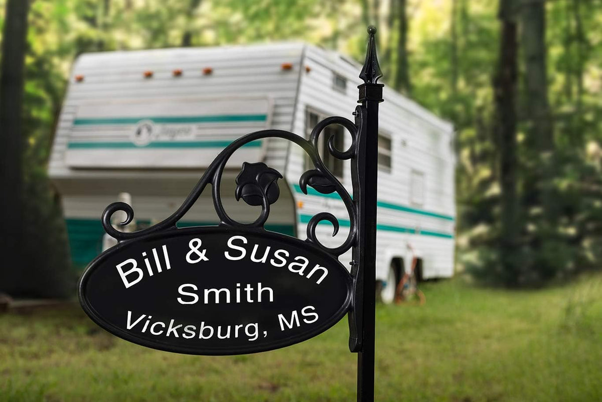 Double Sided Reflective Camping RV Park Sign with Flag I1944