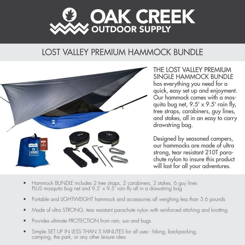 Camping Hammock with Mosquito Net Rain Fly Tree Straps V67714