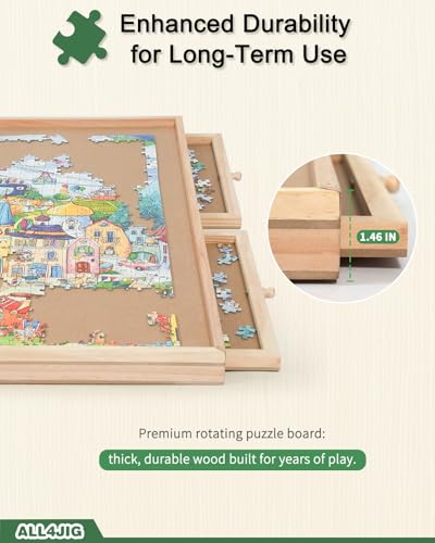 2000 Pieces Rotating Wooden Puzzle Board with 6 Drawers and Cover H8073
