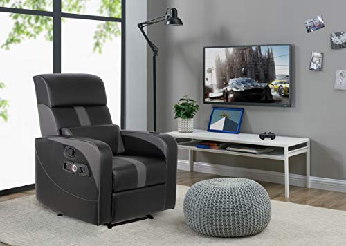 Black Recliner Gaming Chair with Bluetooth Audio System and Footrest K9289