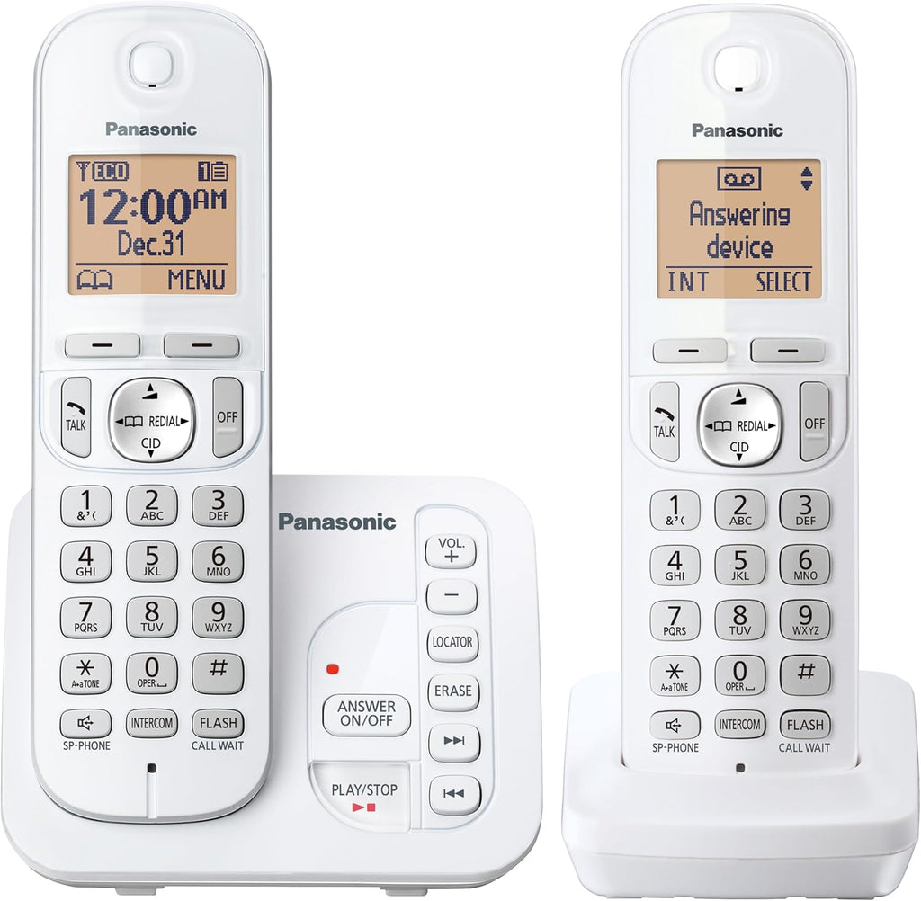 2 Handset Cordless Phone with Digital Answering System and Caller ID White DECT 6.0 L573830