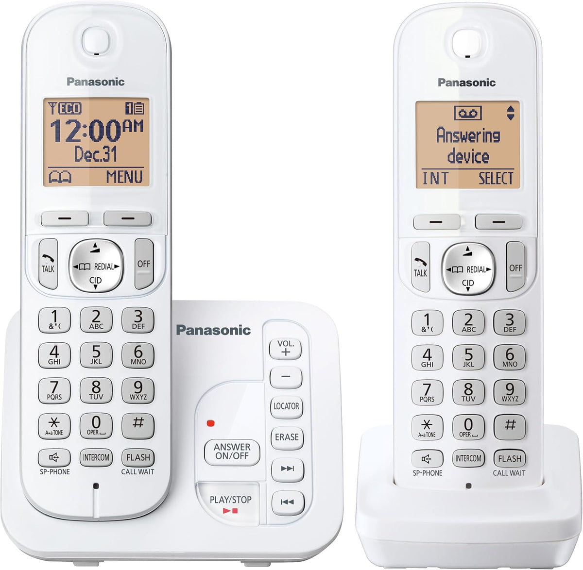 2 Handset Cordless Phone with Digital Answering System and Caller ID White DECT 6.0 L573830