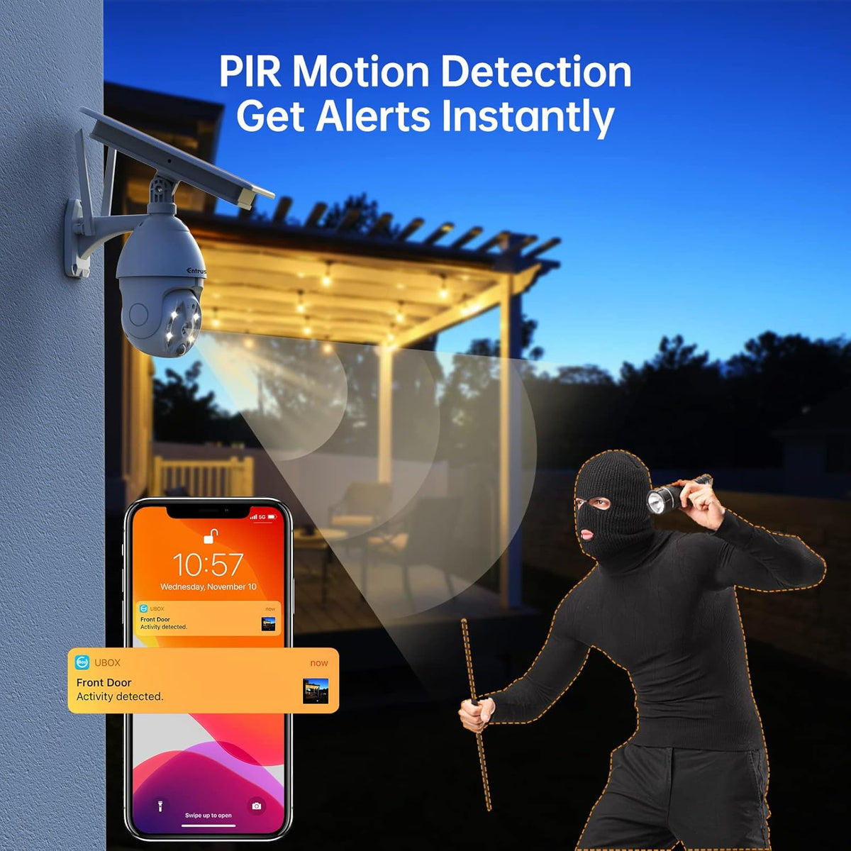 Wireless 360° PTZ Solar Security Camera 1080P O63251