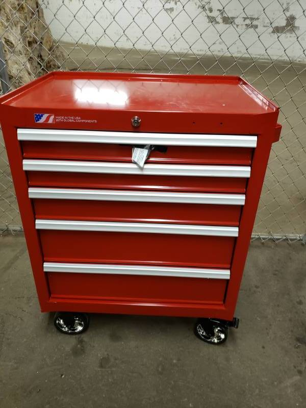 26.5-in W x 34-in H 5-Drawer Steel Rolling Tool Cabinet P68188