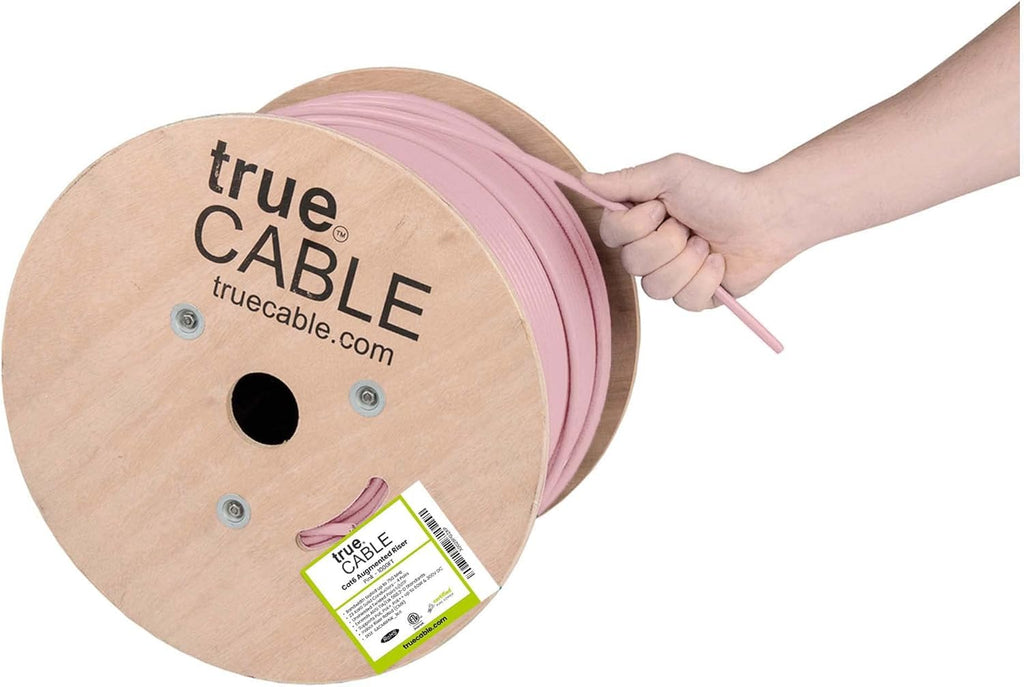 Pink 1000ft Cat6A Riser UTP Bulk Ethernet Cable J57189