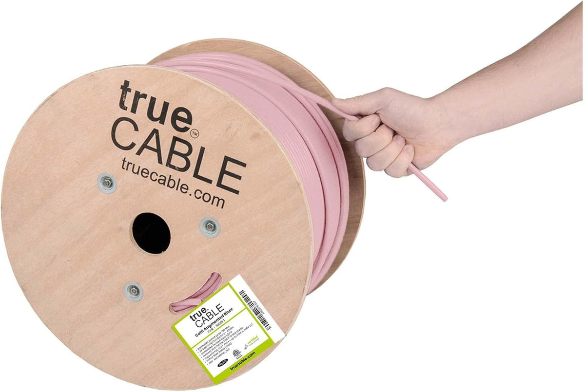 Pink 1000ft Cat6A Riser UTP Bulk Ethernet Cable J57189