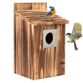 2 Pack Carbonized Wooden Bird Houses with Metal Predator Guard S451