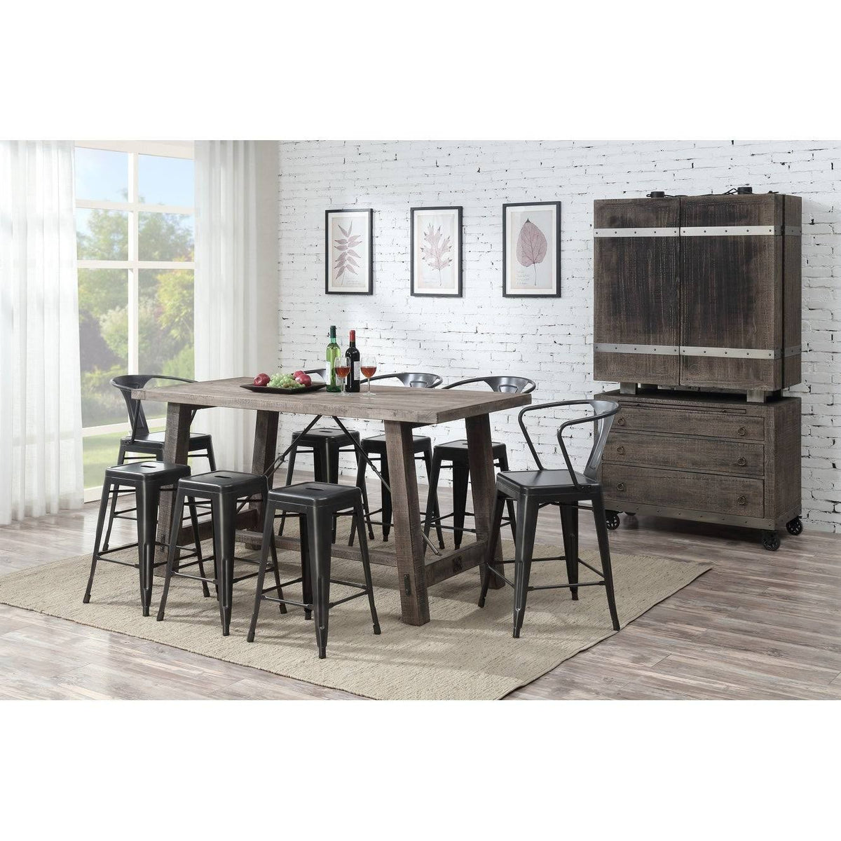 Gunmetal Grey 24-Inch Bar Stool Set of 2 W98533