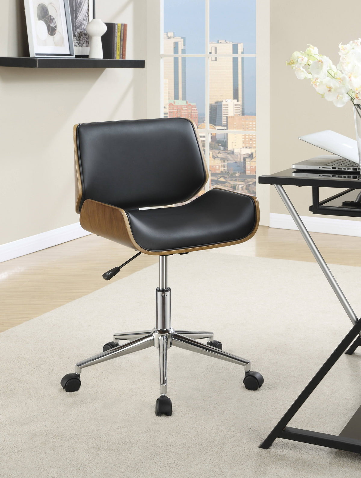 Black Faux Leather Office Chair B598