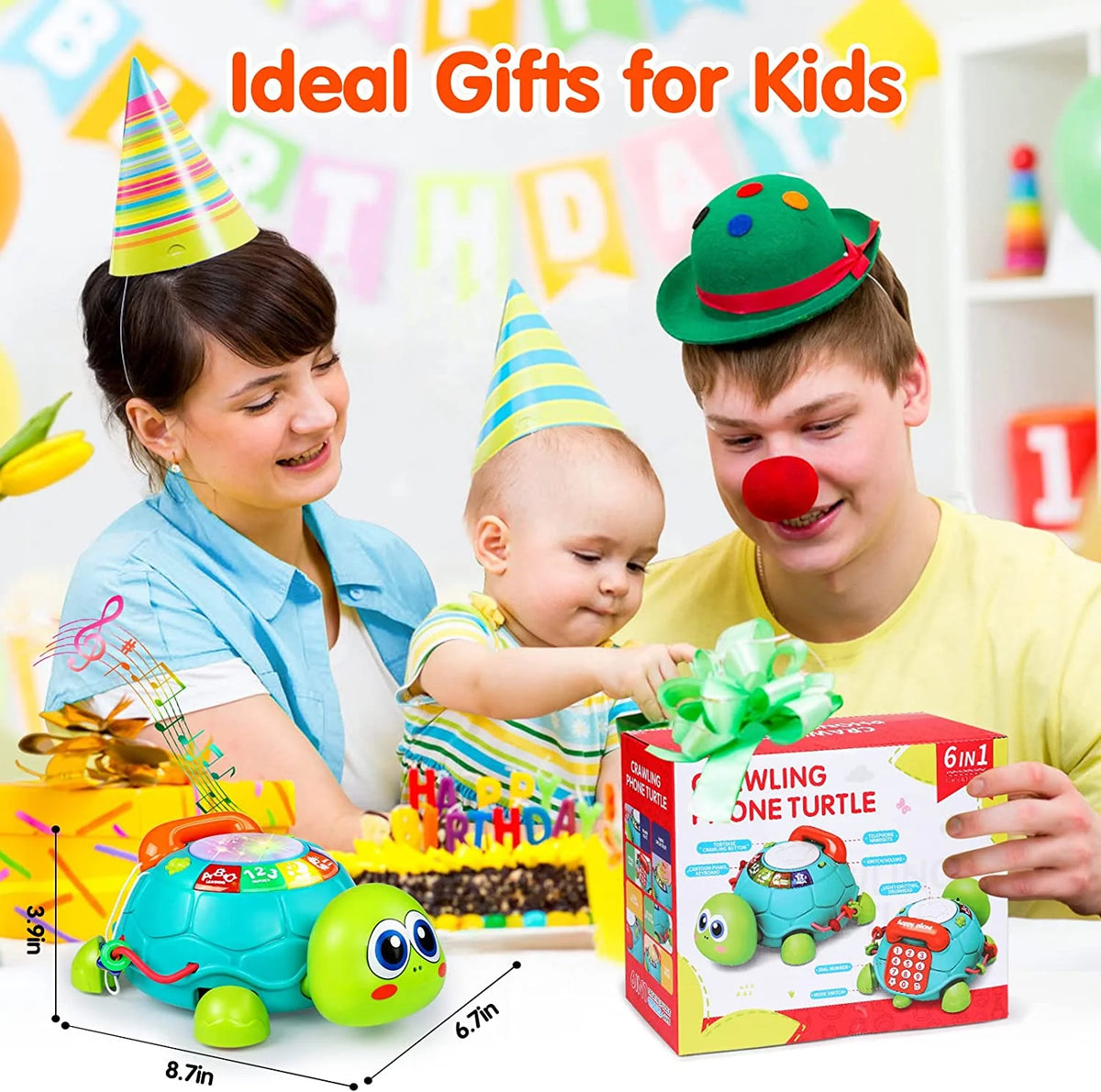 Musical Turtle Baby Toys with Letters Numbers Phone U526