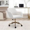 White Sherpa Desk Chair with Wheels and Arms S324