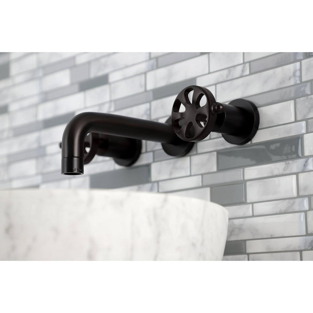 Brushed Nickel Two-Handle Wall Mount Bathroom Faucet A22127