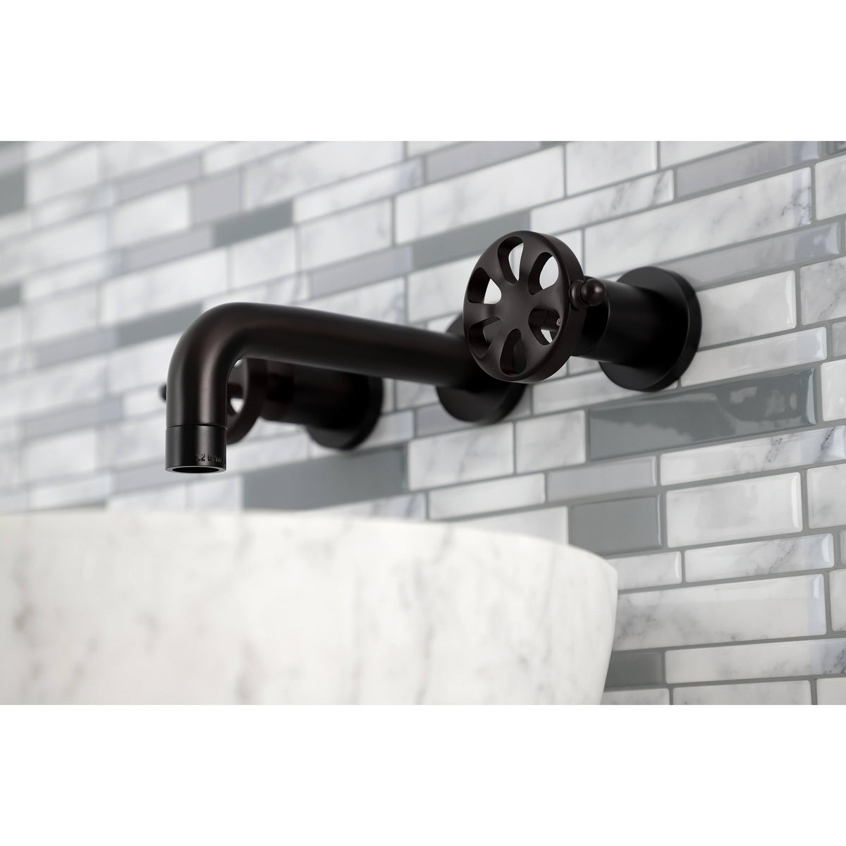 Brushed Nickel Two-Handle Wall Mount Bathroom Faucet A22127