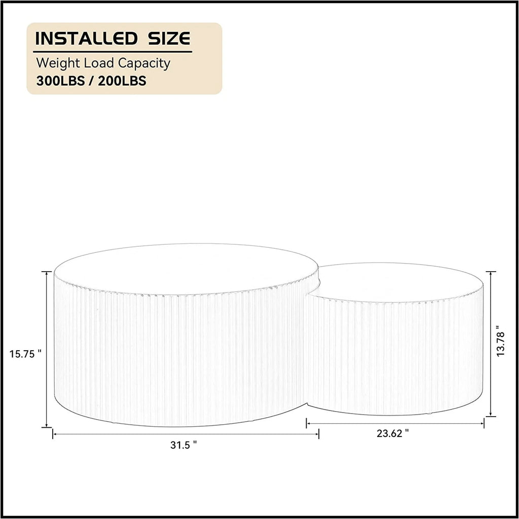 Black Round Wooden Nesting Coffee Table Set of 2 T7463