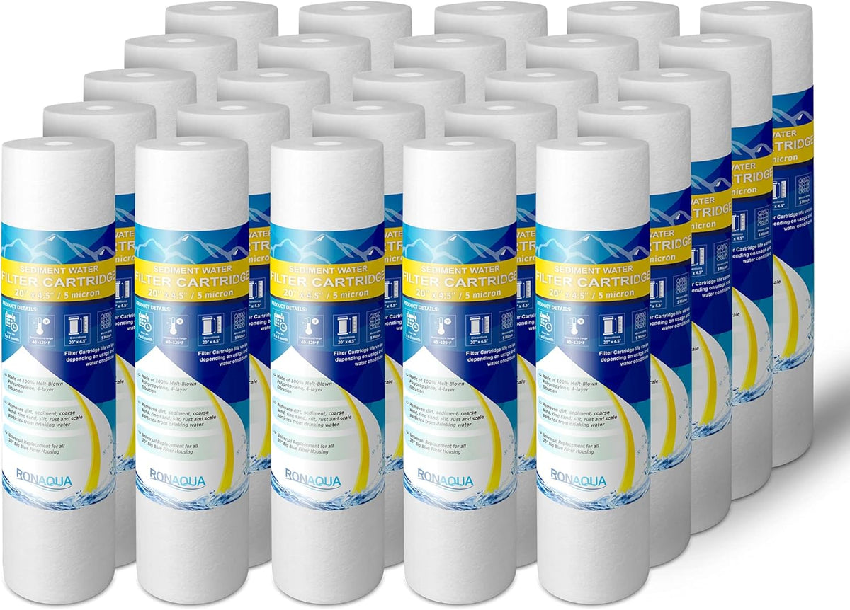 10 Pack 5 Micron 4.5" x 20 Sediment Replacement Water Filter Cartridges Y902947