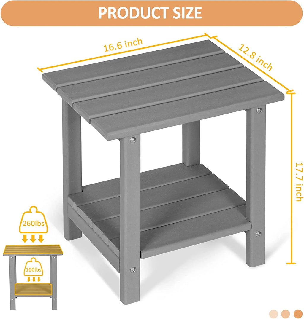 2-Tier HDPE Weather Resistant Round Outdoor Side Table Q256697